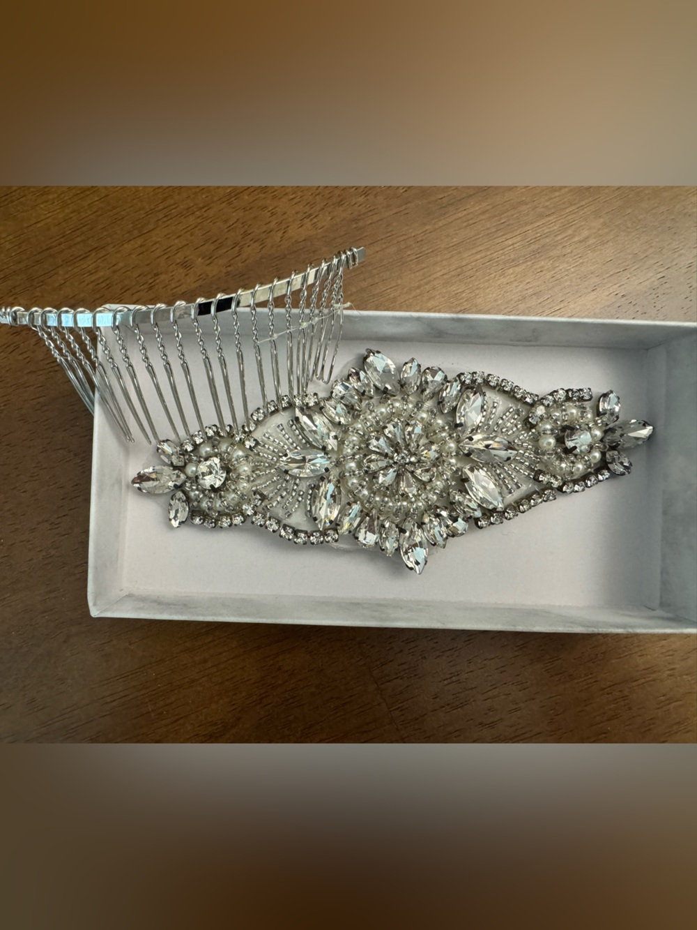 Crystal Bridal Hair Comb - Silver Clear Rhinestone Accent